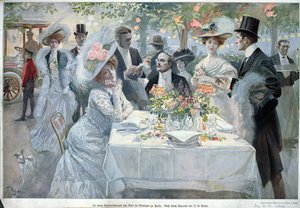 Dans un restaurant du Bois de Boulogne à Paris, fin du 19ème siècle - U de Parns
